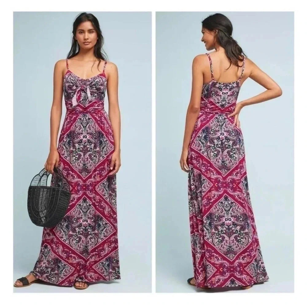 Moulinette Soeurs Anthropologie Brisbane Paisley Floral Maxi Dress Size Medium